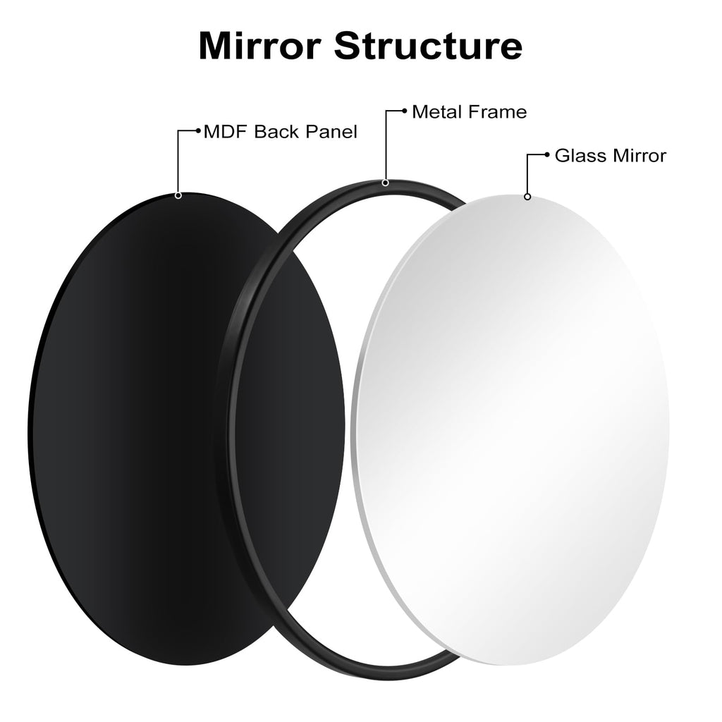 WOLTU Miroir Mural Rond, Miroir Salle de Bain, Ø50 cm, Doré | Cadre en Métal, Miroir Rond Décoratif pour Entrée, Chambre, Maquillage, Couloir, Moderne