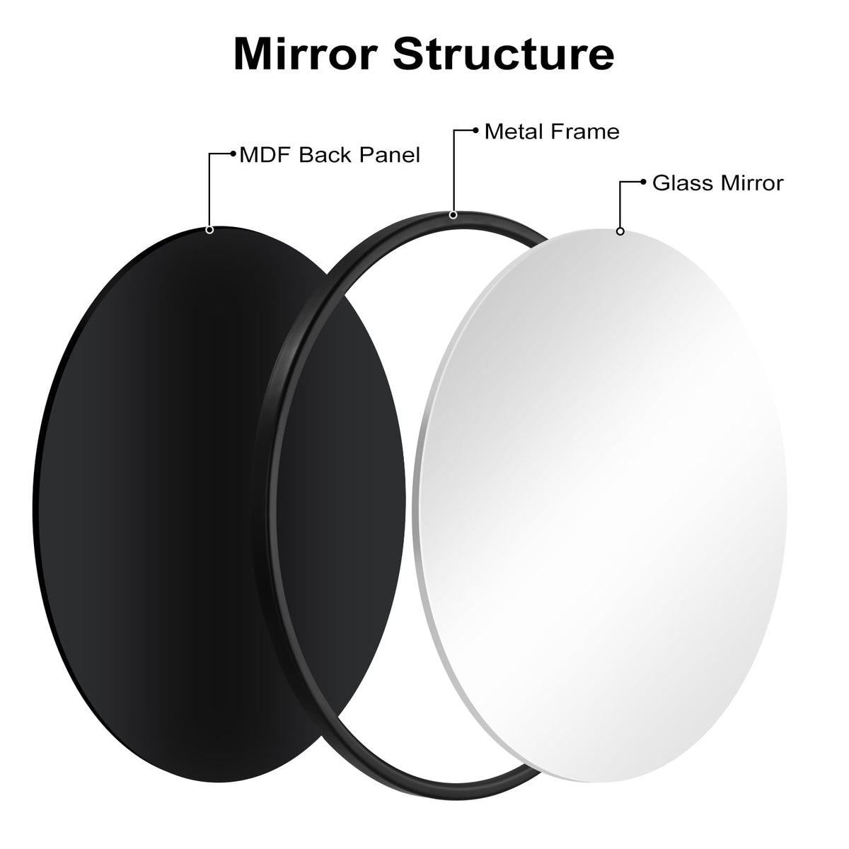 WOLTU Miroir Mural Rond, Miroir Salle de Bain, Ø50 cm, Doré | Cadre en Métal, Miroir Rond Décoratif pour Entrée, Chambre, Maquillage, Couloir, Moderne