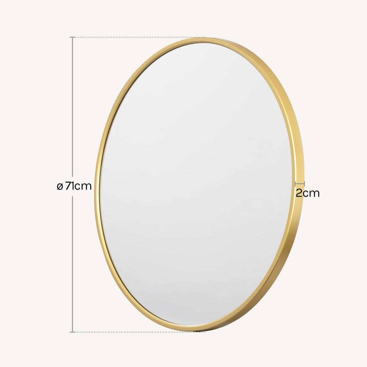 WOLTU Miroir Mural Rond, Miroir Salle de Bain, Ø50 cm, Doré | Cadre en Métal, Miroir Rond Décoratif pour Entrée, Chambre, Maquillage, Couloir, Moderne