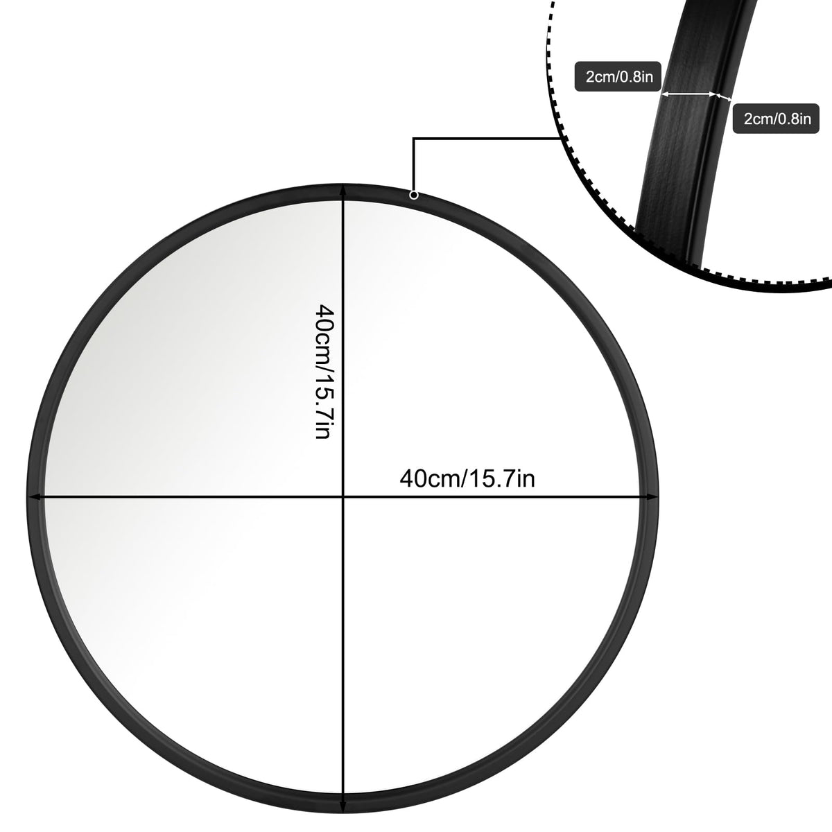 WOLTU Miroir Mural Rond, Miroir Salle de Bain, Ø50 cm, Doré | Cadre en Métal, Miroir Rond Décoratif pour Entrée, Chambre, Maquillage, Couloir, Moderne