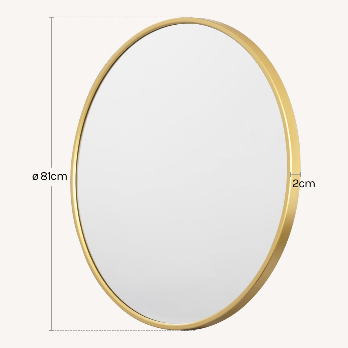 WOLTU Miroir Mural Rond, Miroir Salle de Bain, Ø50 cm, Doré | Cadre en Métal, Miroir Rond Décoratif pour Entrée, Chambre, Maquillage, Couloir, Moderne