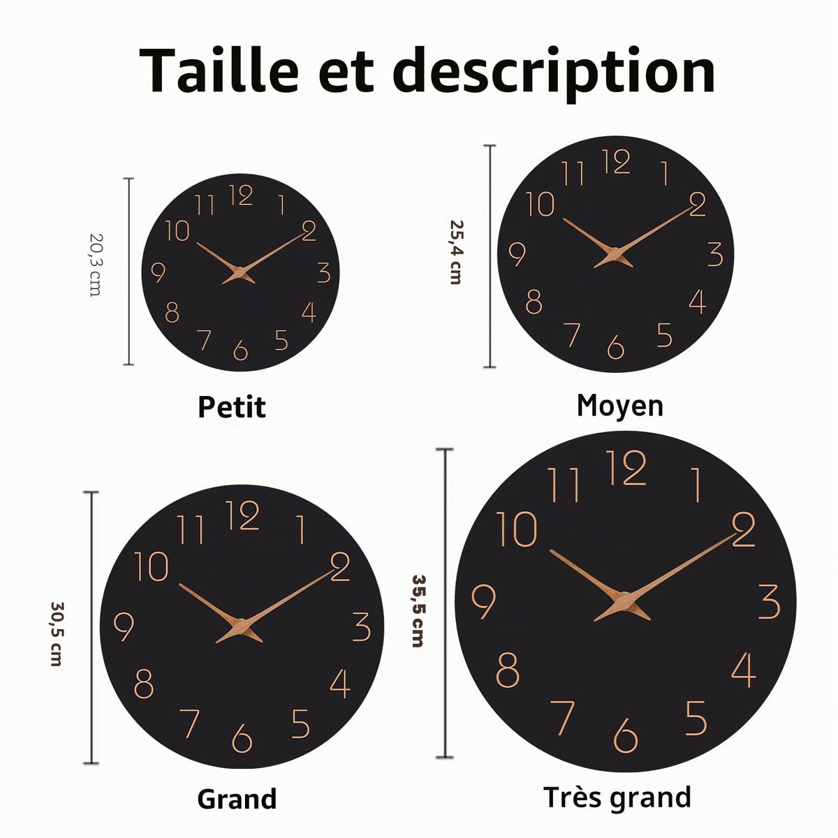 Mosewa Horloge Murale, 20cm Silencieuse sans tic-tac, Design Moderne en Bois, Parfaite pour la Décoration de la Chambre, du Salon, de la Cuisine, de la Salle de Bain et du Bureau, Noire