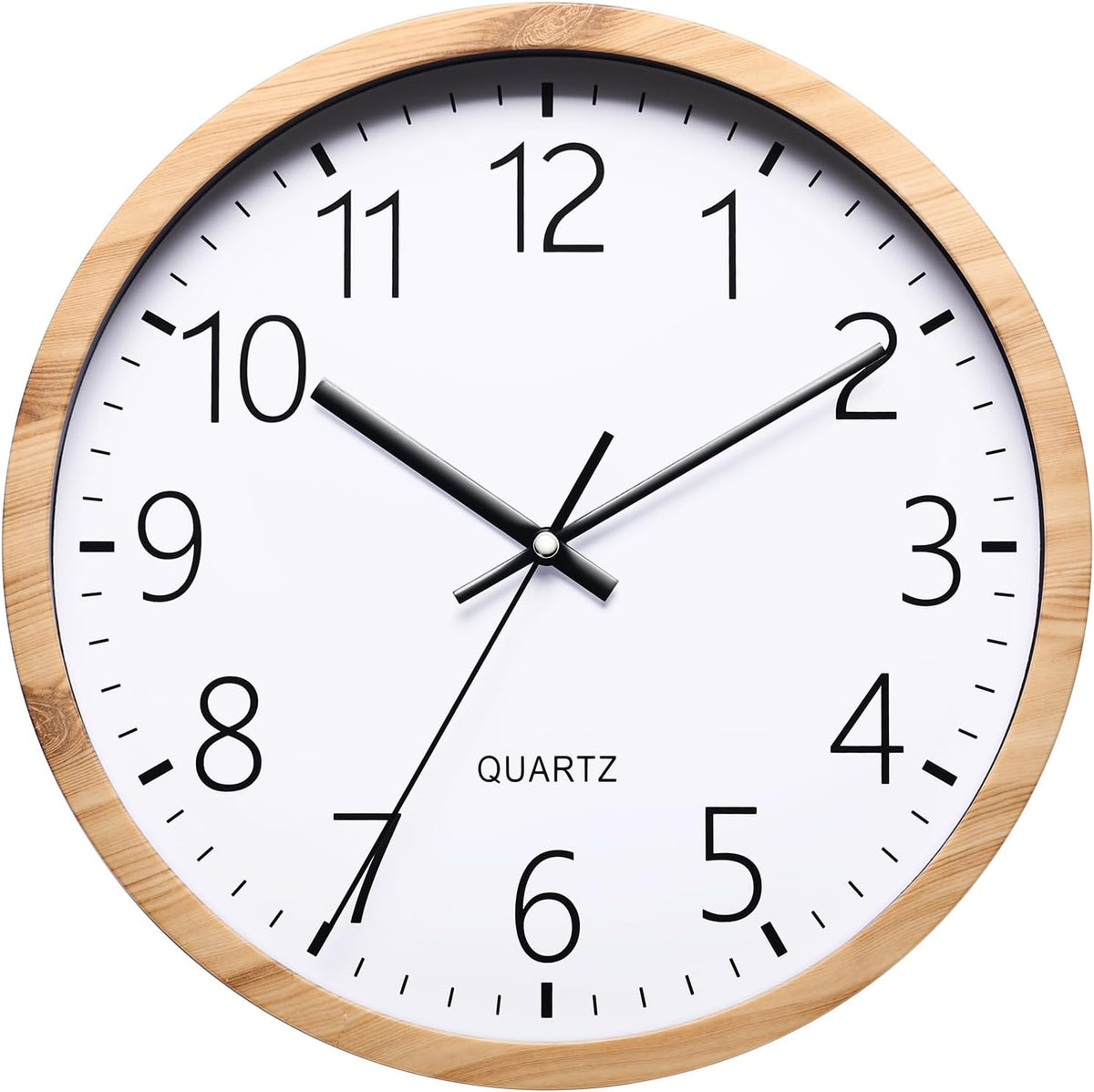 NUOVO Horloge Murale Ronde en Bois d'imitation de 30 cm, Salon, Chambre à Coucher, Cuisine, silencieuse, sans tiques, Horloge Murale rétro Minimaliste Moderne (30 cm 12 Pouces)