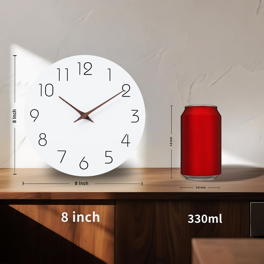 Mosewa Horloge Murale, 20cm Silencieuse sans tic-tac, Design Moderne en Bois, Parfaite pour la Décoration de la Chambre, du Salon, de la Cuisine, de la Salle de Bain et du Bureau, Noire