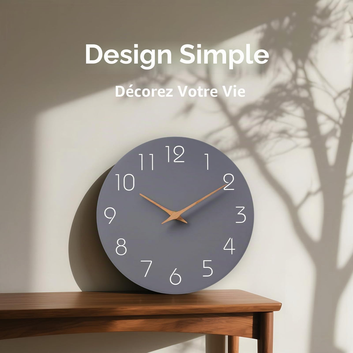 Mosewa Horloge Murale, 20cm Silencieuse sans tic-tac, Design Moderne en Bois, Parfaite pour la Décoration de la Chambre, du Salon, de la Cuisine, de la Salle de Bain et du Bureau, Noire