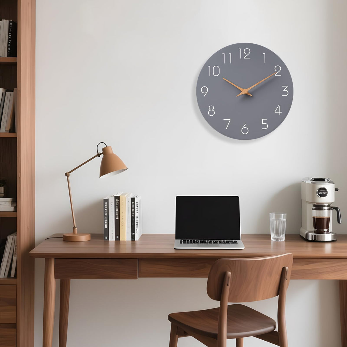 Mosewa Horloge Murale, 20cm Silencieuse sans tic-tac, Design Moderne en Bois, Parfaite pour la Décoration de la Chambre, du Salon, de la Cuisine, de la Salle de Bain et du Bureau, Noire