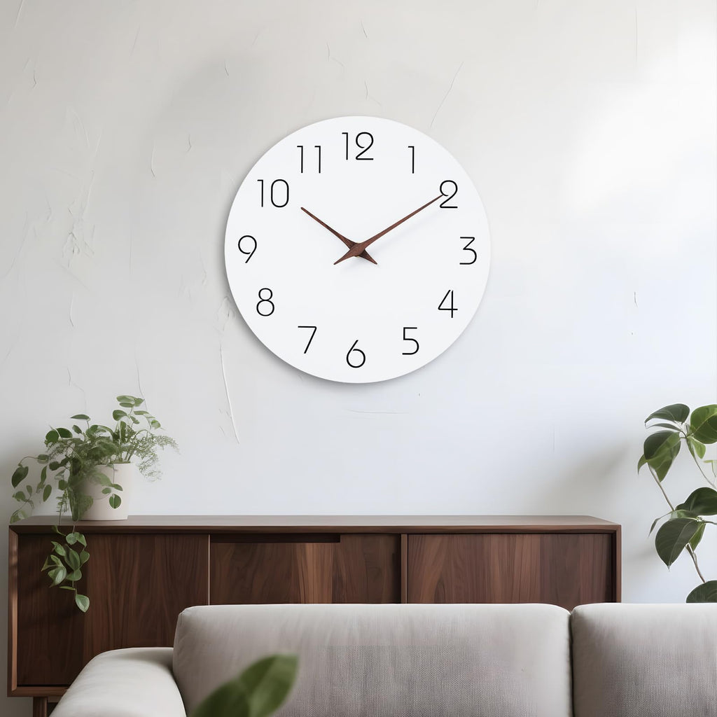 Mosewa Horloge Murale, 20cm Silencieuse sans tic-tac, Design Moderne en Bois, Parfaite pour la Décoration de la Chambre, du Salon, de la Cuisine, de la Salle de Bain et du Bureau, Noire