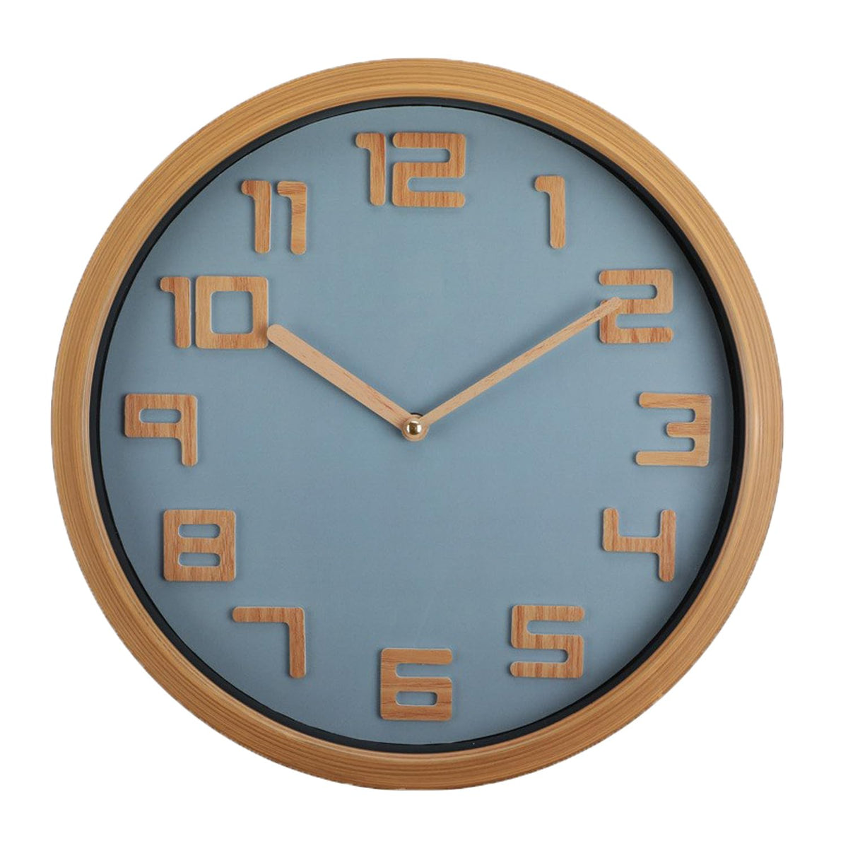 NUOVO Horloge Murale Ronde en Bois d'imitation de 30 cm, Salon, Chambre à Coucher, Cuisine, silencieuse, sans tiques, Horloge Murale rétro Minimaliste Moderne (30 cm 12 Pouces)