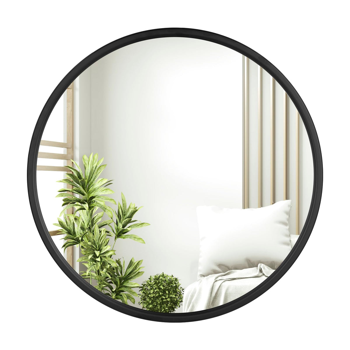 WOLTU Miroir Mural Rond, Miroir Salle de Bain, Ø50 cm, Doré | Cadre en Métal, Miroir Rond Décoratif pour Entrée, Chambre, Maquillage, Couloir, Moderne