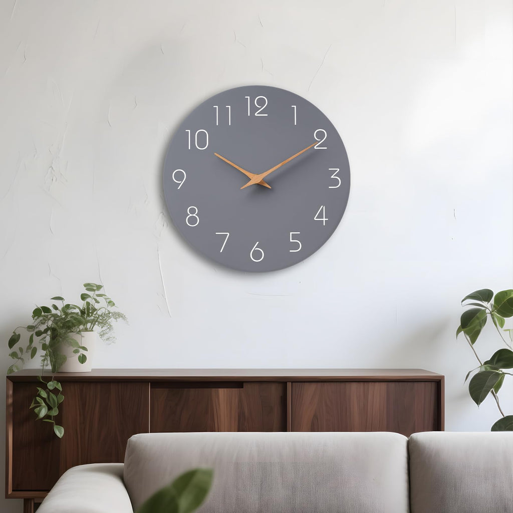 Mosewa Horloge Murale, 20cm Silencieuse sans tic-tac, Design Moderne en Bois, Parfaite pour la Décoration de la Chambre, du Salon, de la Cuisine, de la Salle de Bain et du Bureau, Noire