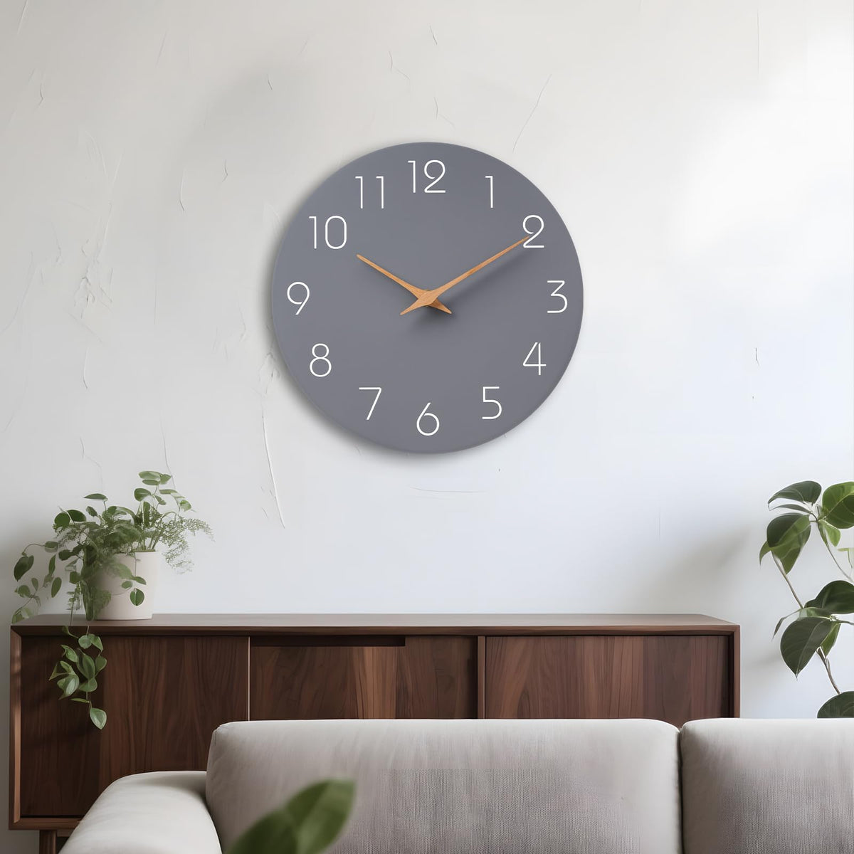 Mosewa Horloge Murale, 20cm Silencieuse sans tic-tac, Design Moderne en Bois, Parfaite pour la Décoration de la Chambre, du Salon, de la Cuisine, de la Salle de Bain et du Bureau, Noire