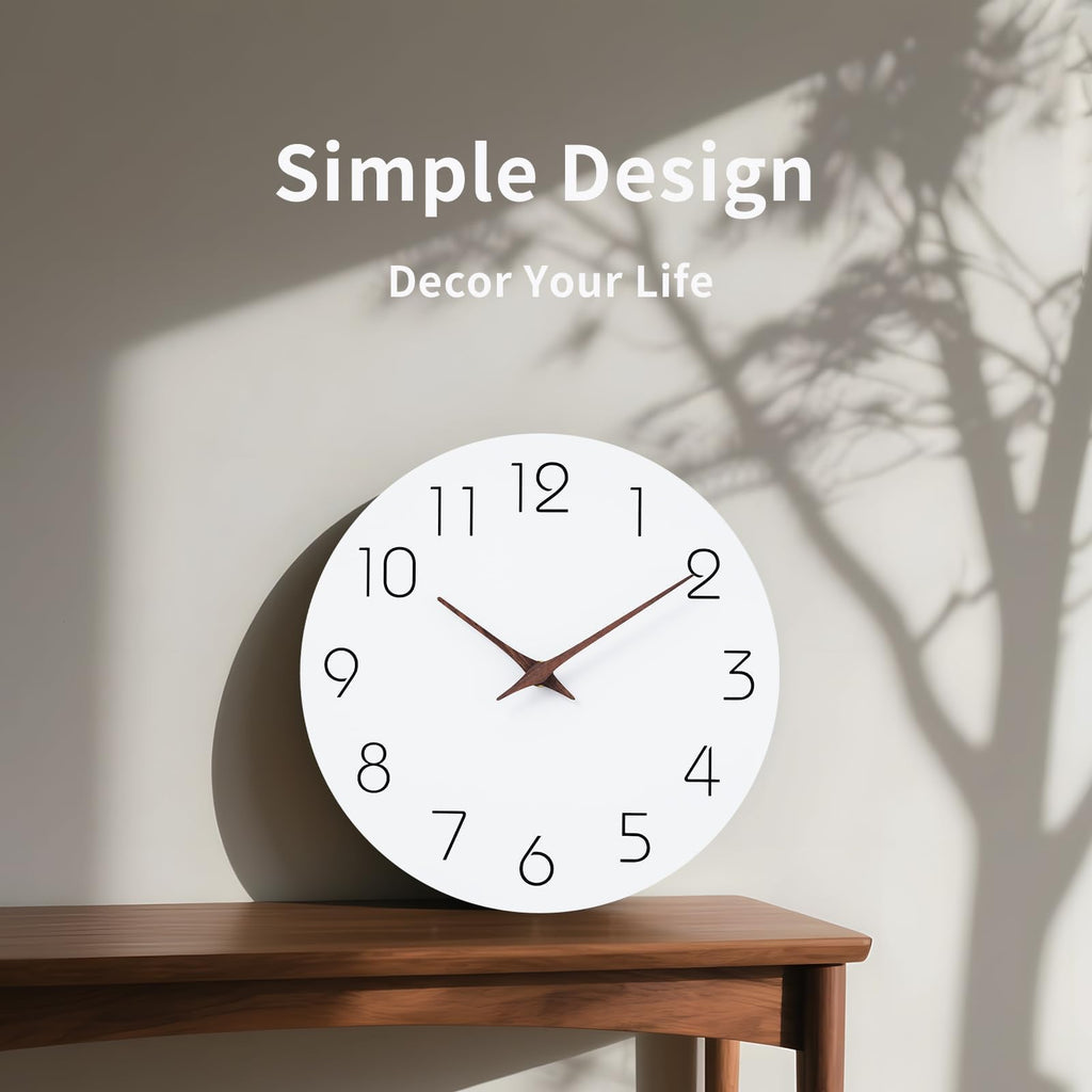 Mosewa Horloge Murale, 20cm Silencieuse sans tic-tac, Design Moderne en Bois, Parfaite pour la Décoration de la Chambre, du Salon, de la Cuisine, de la Salle de Bain et du Bureau, Noire