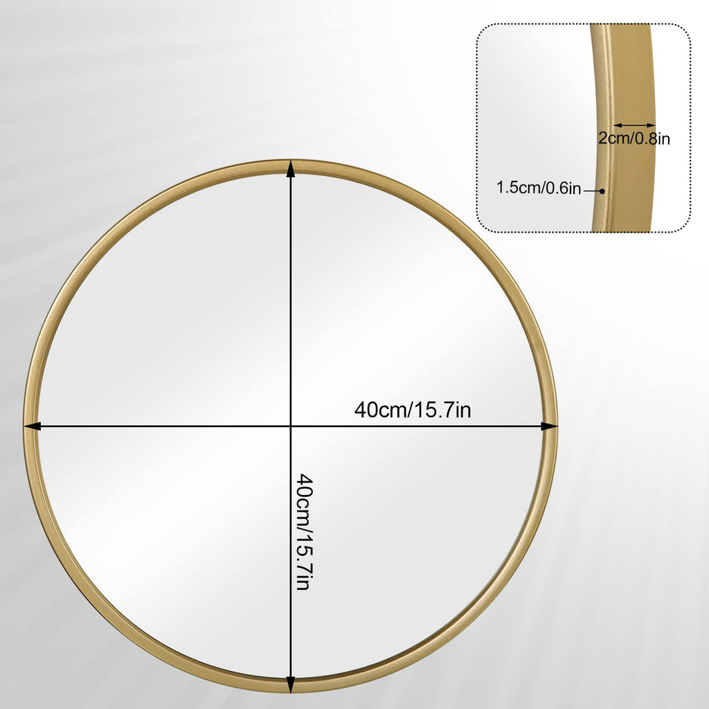 WOLTU Miroir Mural Rond, Miroir Salle de Bain, Ø50 cm, Doré | Cadre en Métal, Miroir Rond Décoratif pour Entrée, Chambre, Maquillage, Couloir, Moderne