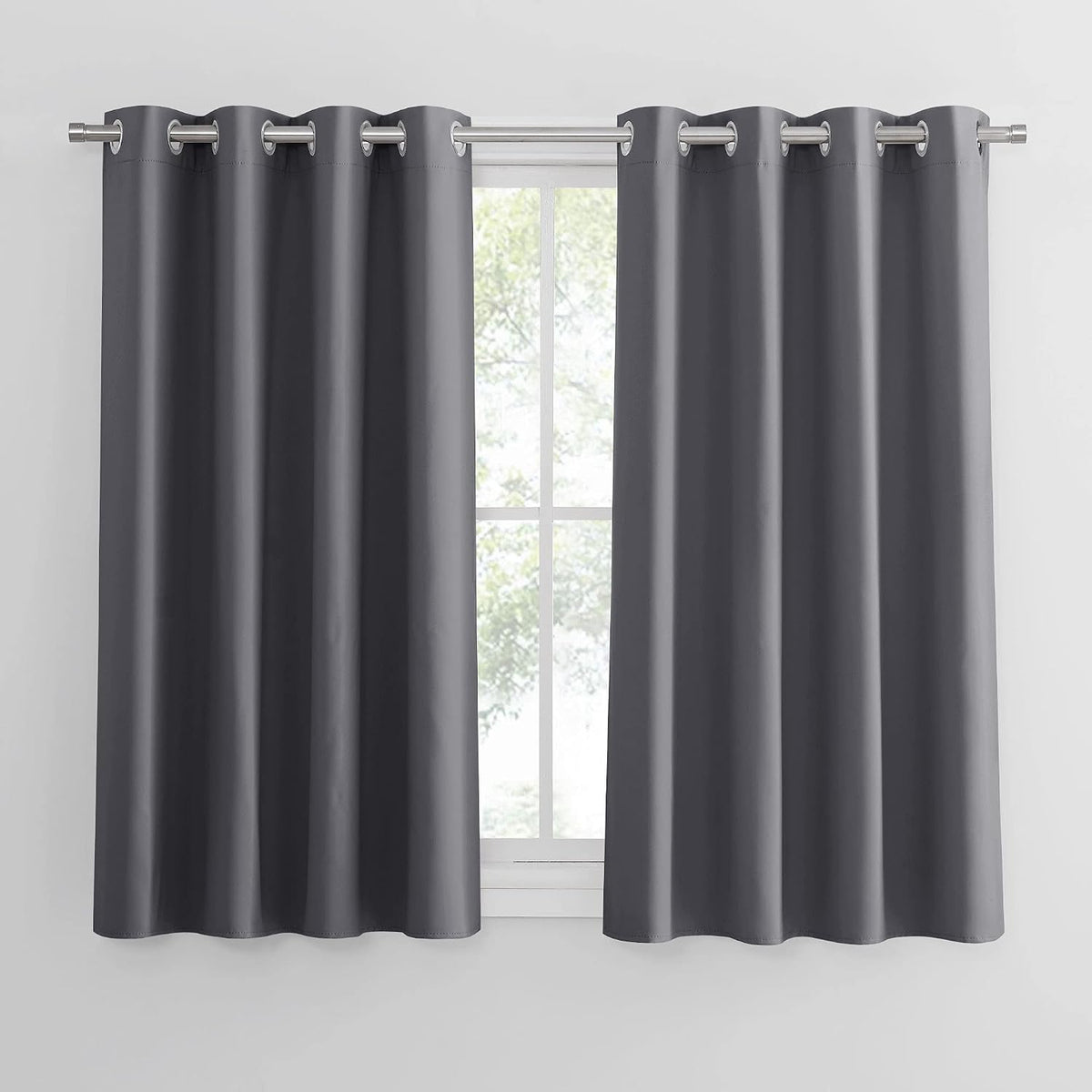 PONY DANCE Lot de 2 Rideau Occultant Thermique Isolant Anti Froid et Chaleur 140x240 (lxH) Tenture Opaque à Oeillets Isolation Lumiere Uv Decoration Chambre Maison Salon Intérieurs, Gris | 140x240 (lxH),Tenture Opaque à Oeillets, Isolation Lumiere anti Uv