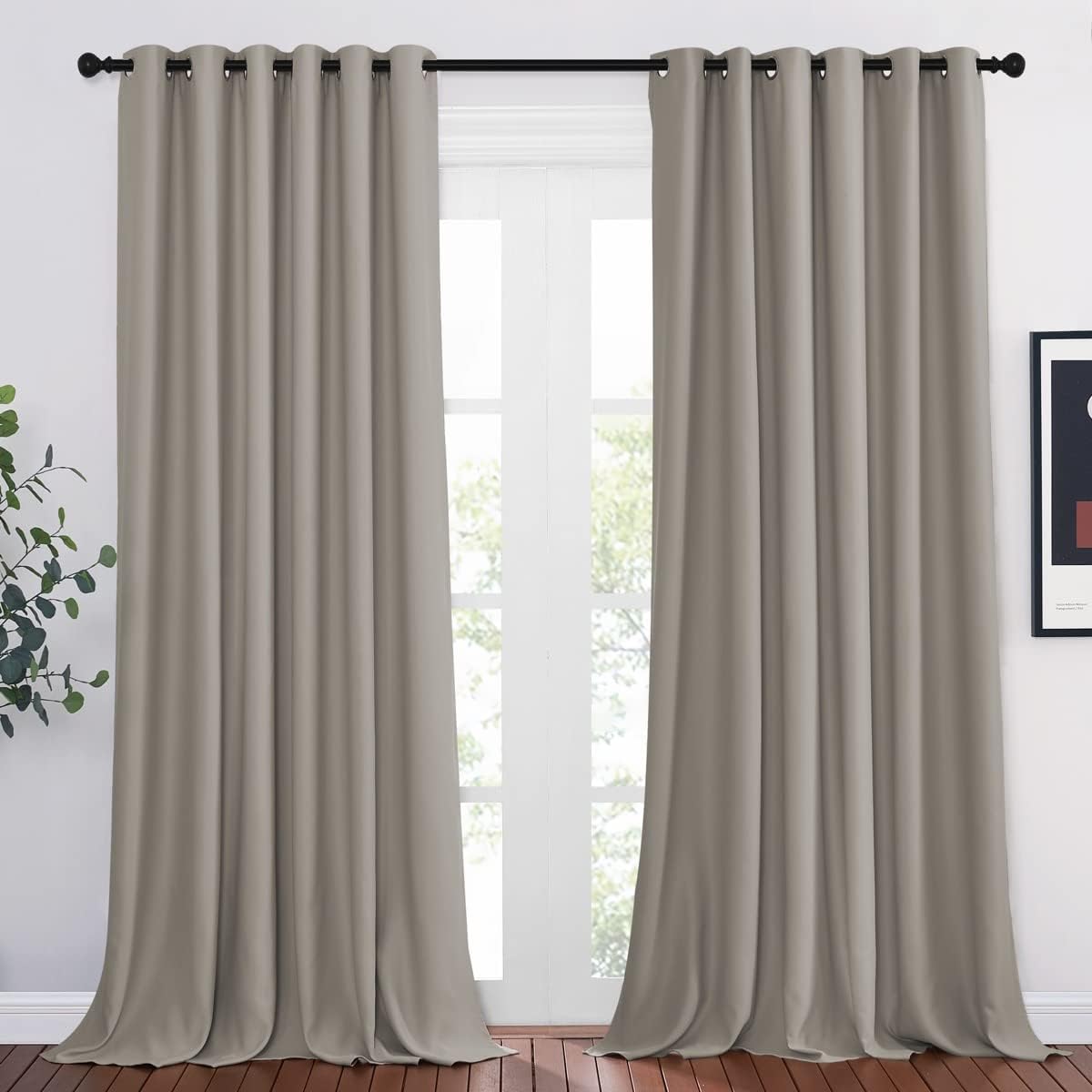 PONY DANCE Lot de 2 Rideau Occultant Thermique Isolant Anti Froid et Chaleur 140x240 (lxH) Tenture Opaque à Oeillets Isolation Lumiere Uv Decoration Chambre Maison Salon Intérieurs, Gris | 140x240 (lxH),Tenture Opaque à Oeillets, Isolation Lumiere anti Uv