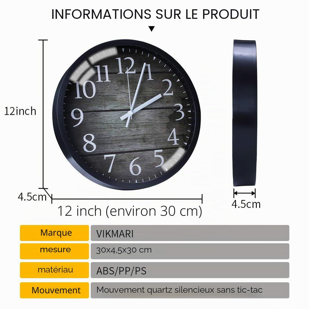 VIKMARI Horloge Murale 20 cm Moderne, Silencieuse, Or Rose, Cuisine, Salon | Décoration cuisine, horloge design moderne, grands chiffres 3D, silencieuse sans tic-tac, idéale pour salon et chambre