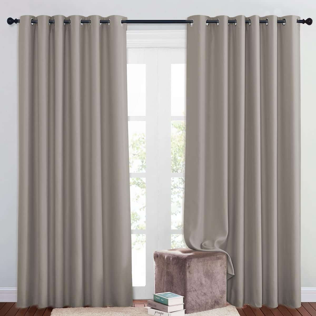 PONY DANCE Lot de 2 Rideau Occultant Thermique Isolant Anti Froid et Chaleur 140x240 (lxH) Tenture Opaque à Oeillets Isolation Lumiere Uv Decoration Chambre Maison Salon Intérieurs, Gris | 140x240 (lxH),Tenture Opaque à Oeillets, Isolation Lumiere anti Uv