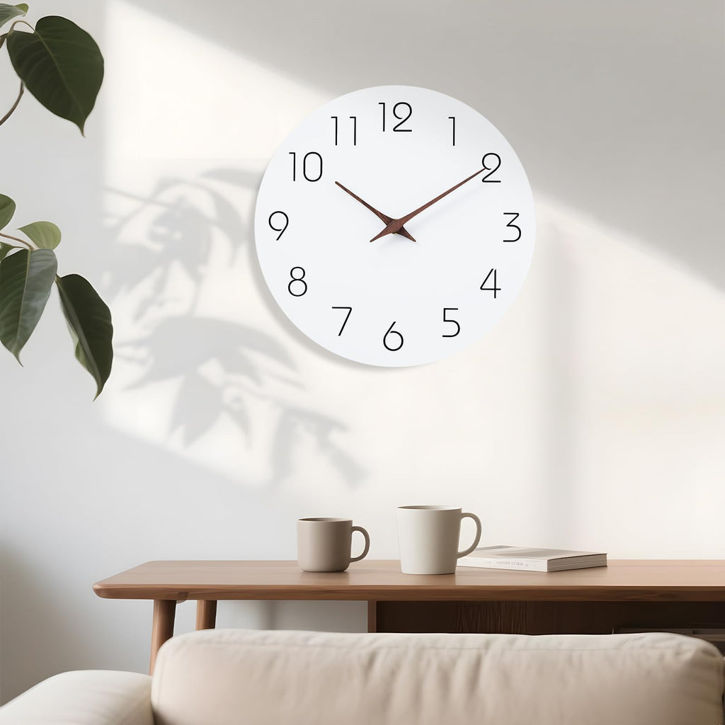 Mosewa Horloge Murale, 20cm Silencieuse sans tic-tac, Design Moderne en Bois, Parfaite pour la Décoration de la Chambre, du Salon, de la Cuisine, de la Salle de Bain et du Bureau, Noire