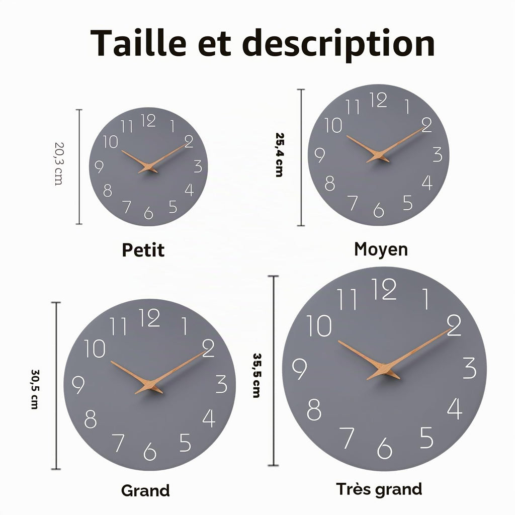 Mosewa Horloge Murale, 20cm Silencieuse sans tic-tac, Design Moderne en Bois, Parfaite pour la Décoration de la Chambre, du Salon, de la Cuisine, de la Salle de Bain et du Bureau, Noire