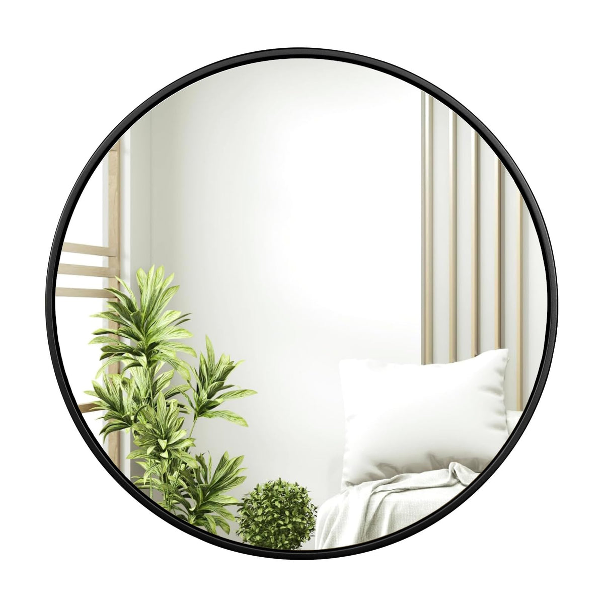 WOLTU Miroir Mural Rond, Miroir Salle de Bain, Ø50 cm, Doré | Cadre en Métal, Miroir Rond Décoratif pour Entrée, Chambre, Maquillage, Couloir, Moderne