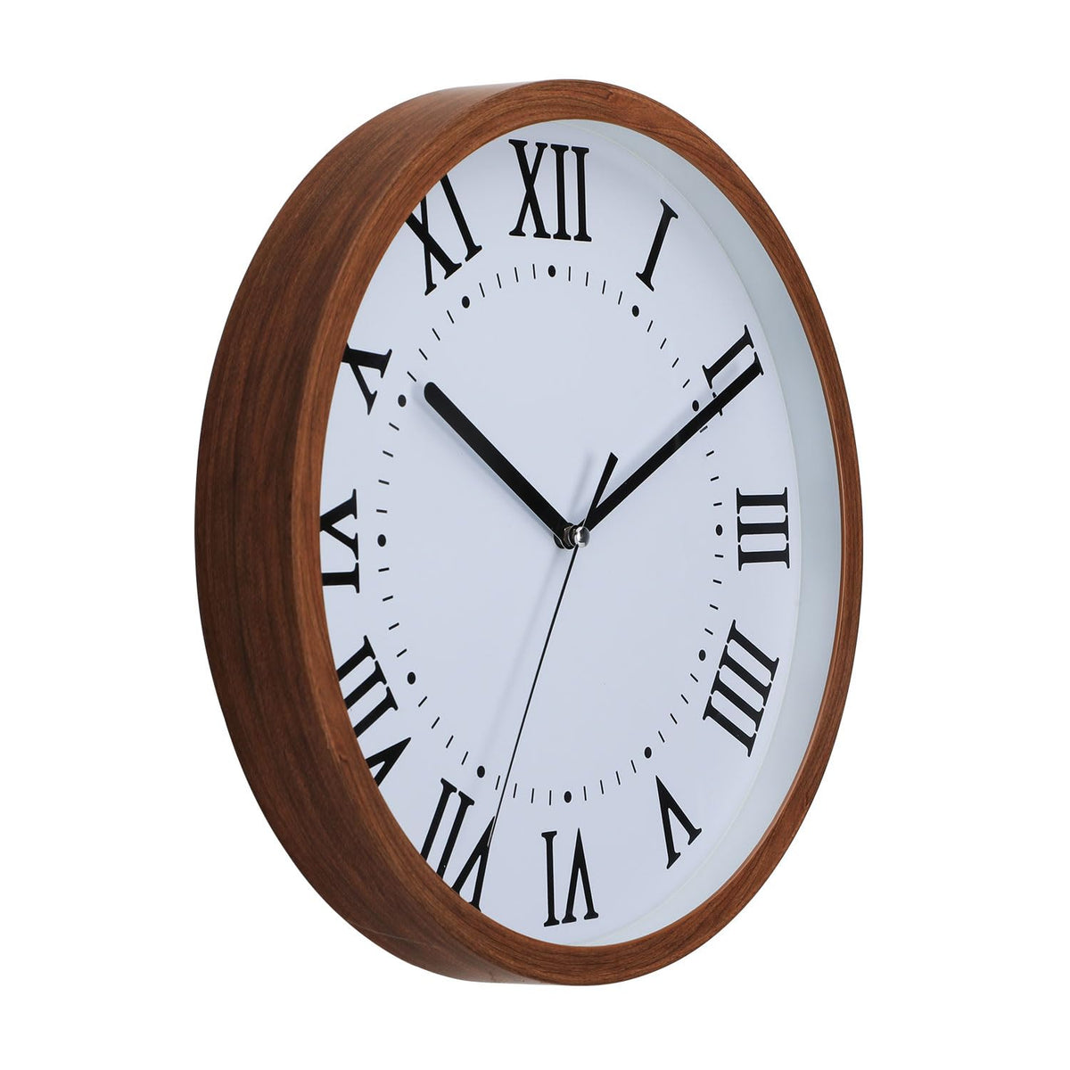 NUOVO Horloge Murale Ronde en Bois d'imitation de 30 cm, Salon, Chambre à Coucher, Cuisine, silencieuse, sans tiques, Horloge Murale rétro Minimaliste Moderne (30 cm 12 Pouces)