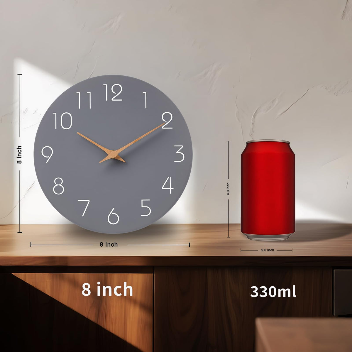Mosewa Horloge Murale, 20cm Silencieuse sans tic-tac, Design Moderne en Bois, Parfaite pour la Décoration de la Chambre, du Salon, de la Cuisine, de la Salle de Bain et du Bureau, Noire