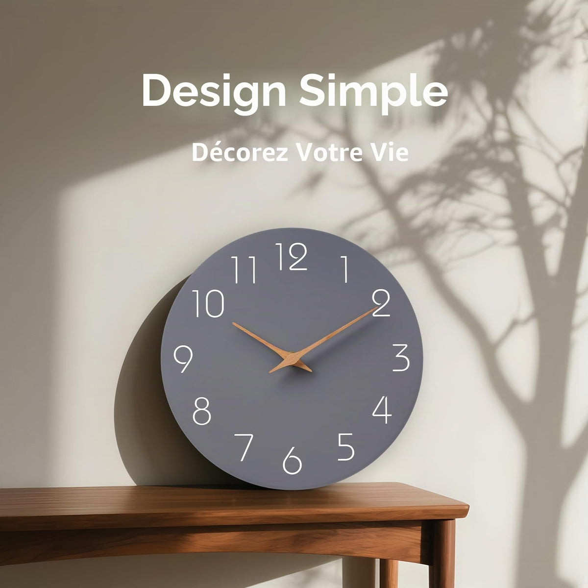 Mosewa Horloge Murale, 20cm Silencieuse sans tic-tac, Design Moderne en Bois, Parfaite pour la Décoration de la Chambre, du Salon, de la Cuisine, de la Salle de Bain et du Bureau, Noire