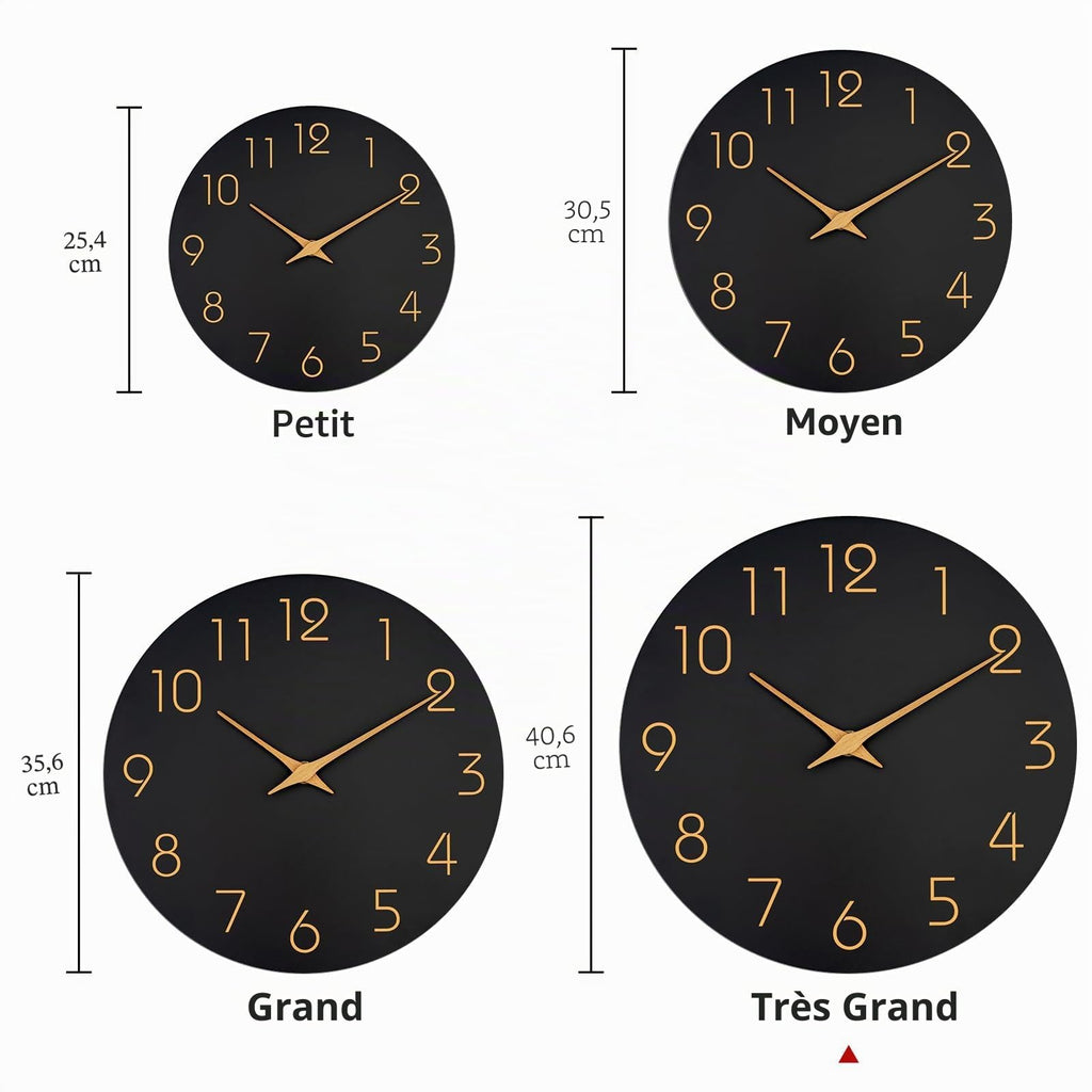 Mosewa Horloge Murale, 20cm Silencieuse sans tic-tac, Design Moderne en Bois, Parfaite pour la Décoration de la Chambre, du Salon, de la Cuisine, de la Salle de Bain et du Bureau, Noire