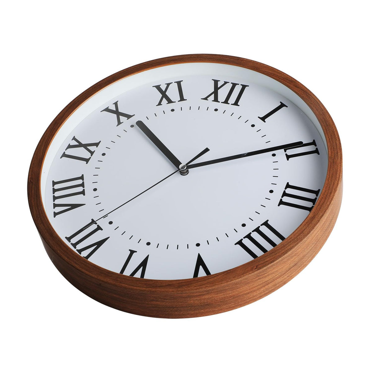 NUOVO Horloge Murale Ronde en Bois d'imitation de 30 cm, Salon, Chambre à Coucher, Cuisine, silencieuse, sans tiques, Horloge Murale rétro Minimaliste Moderne (30 cm 12 Pouces)
