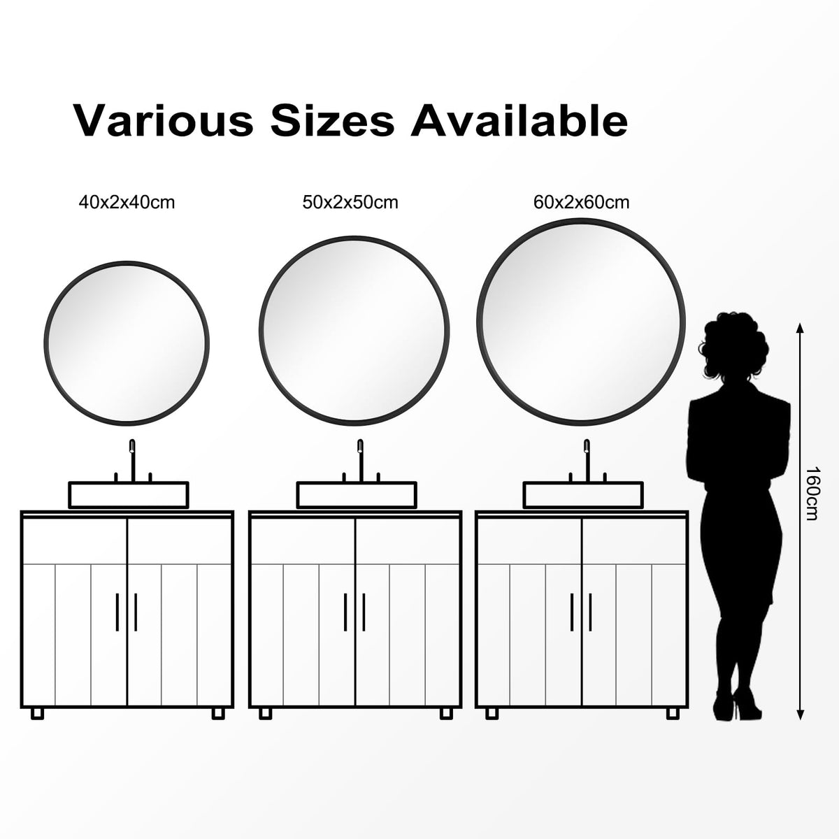 WOLTU Miroir Mural Rond, Miroir Salle de Bain, Ø50 cm, Doré | Cadre en Métal, Miroir Rond Décoratif pour Entrée, Chambre, Maquillage, Couloir, Moderne