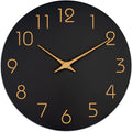 Mosewa Horloge Murale, 20cm Silencieuse sans tic-tac, Design Moderne en Bois, Parfaite pour la Décoration de la Chambre, du Salon, de la Cuisine, de la Salle de Bain et du Bureau, Noire