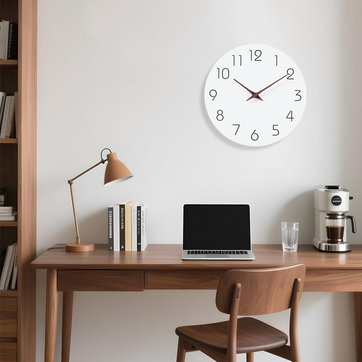 Mosewa Horloge Murale, 20cm Silencieuse sans tic-tac, Design Moderne en Bois, Parfaite pour la Décoration de la Chambre, du Salon, de la Cuisine, de la Salle de Bain et du Bureau, Noire