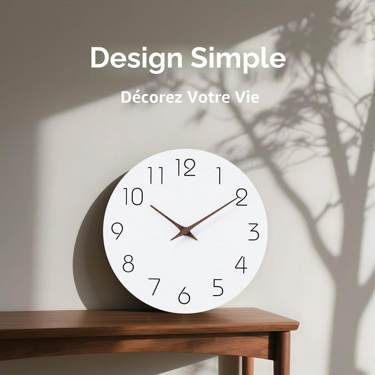 Mosewa Horloge Murale, 20cm Silencieuse sans tic-tac, Design Moderne en Bois, Parfaite pour la Décoration de la Chambre, du Salon, de la Cuisine, de la Salle de Bain et du Bureau, Noire