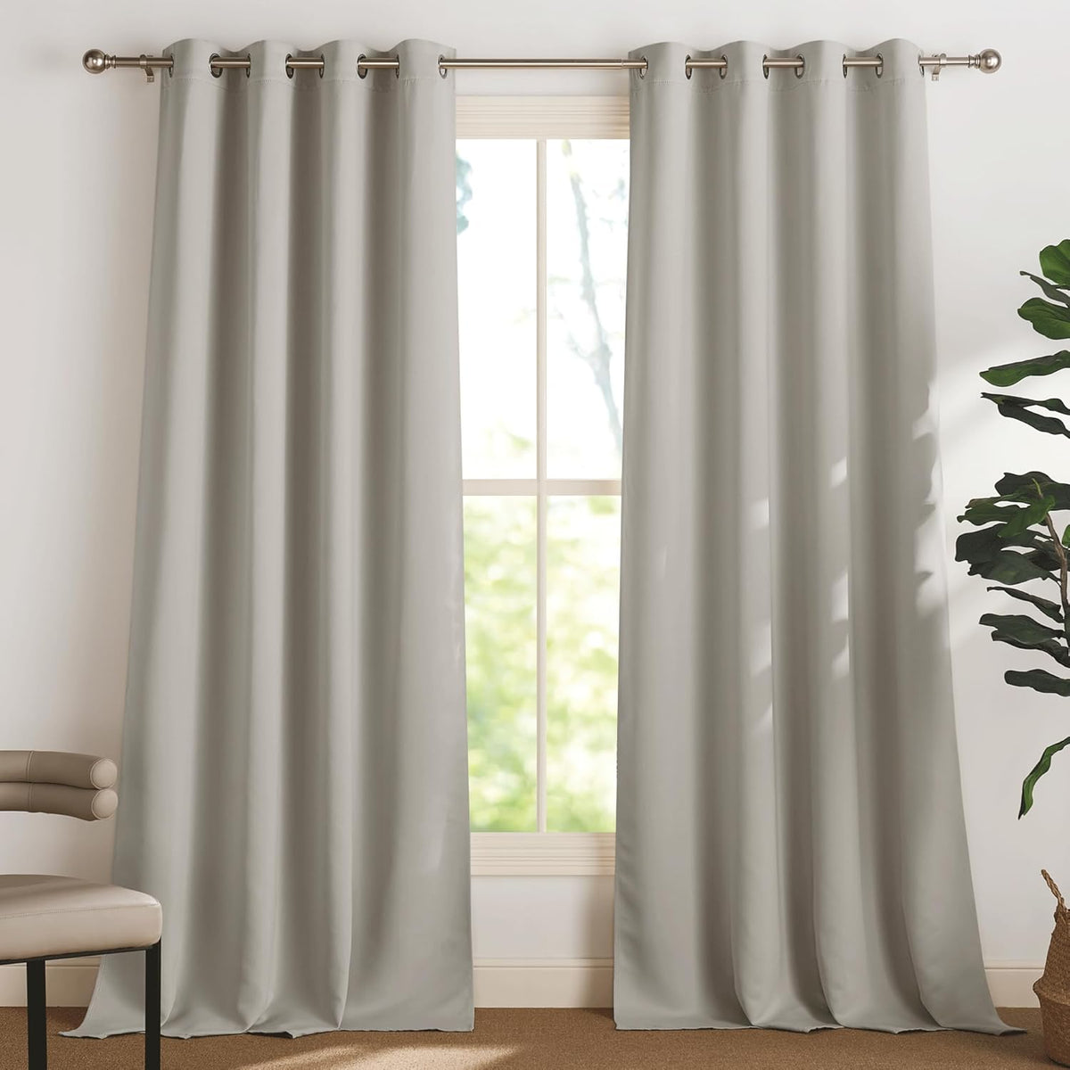 PONY DANCE Lot de 2 Rideau Occultant Thermique Isolant Anti Froid et Chaleur 140x240 (lxH) Tenture Opaque à Oeillets Isolation Lumiere Uv Decoration Chambre Maison Salon Intérieurs, Gris | 140x240 (lxH),Tenture Opaque à Oeillets, Isolation Lumiere anti Uv