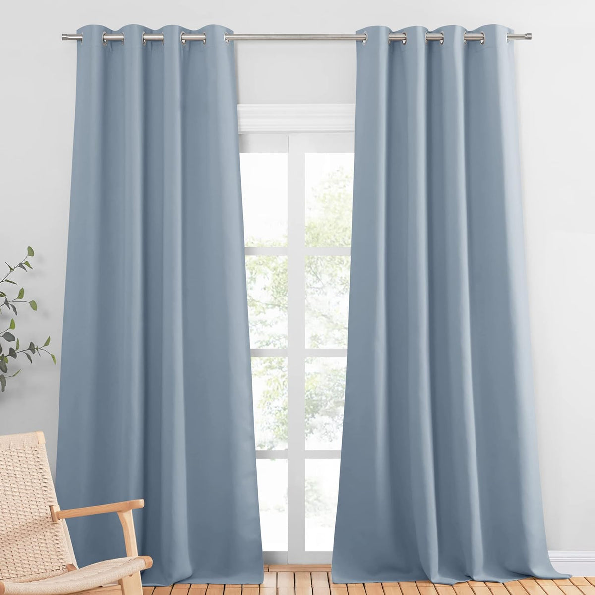 PONY DANCE Lot de 2 Rideau Occultant Thermique Isolant Anti Froid et Chaleur 140x240 (lxH) Tenture Opaque à Oeillets Isolation Lumiere Uv Decoration Chambre Maison Salon Intérieurs, Gris | 140x240 (lxH),Tenture Opaque à Oeillets, Isolation Lumiere anti Uv