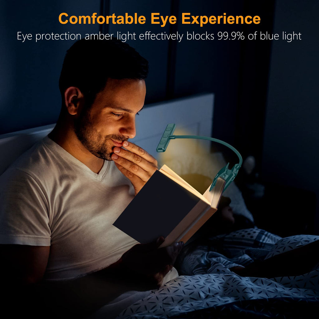 Gritin Lampe de Lecture 19LED Liseuse Clip Rechargeable Protection des Yeux | Gradation en Continu &3 Couleurs (Ambre/Blanc/Mixte), 360°Cou Flexible, Longue Durée, Légère&Portable pour Lire au Lit