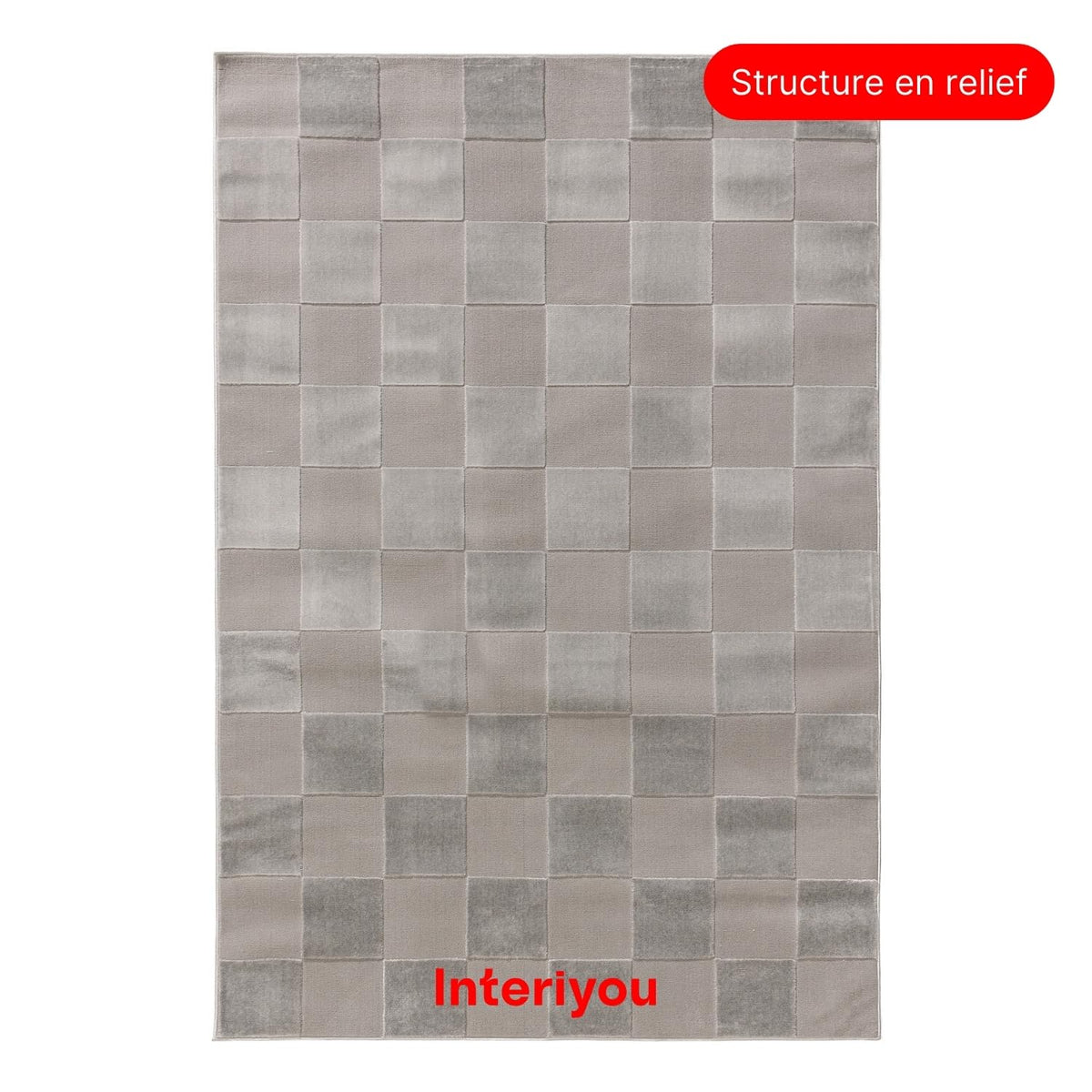 Interiyou Tapis Salon à Poils Courts Cannes - 120x170 Crème - Motif bohème scandinave avec Effet 3D - Plat et géométrique - Poil Ras pour Chambre, Couloir, Bureau