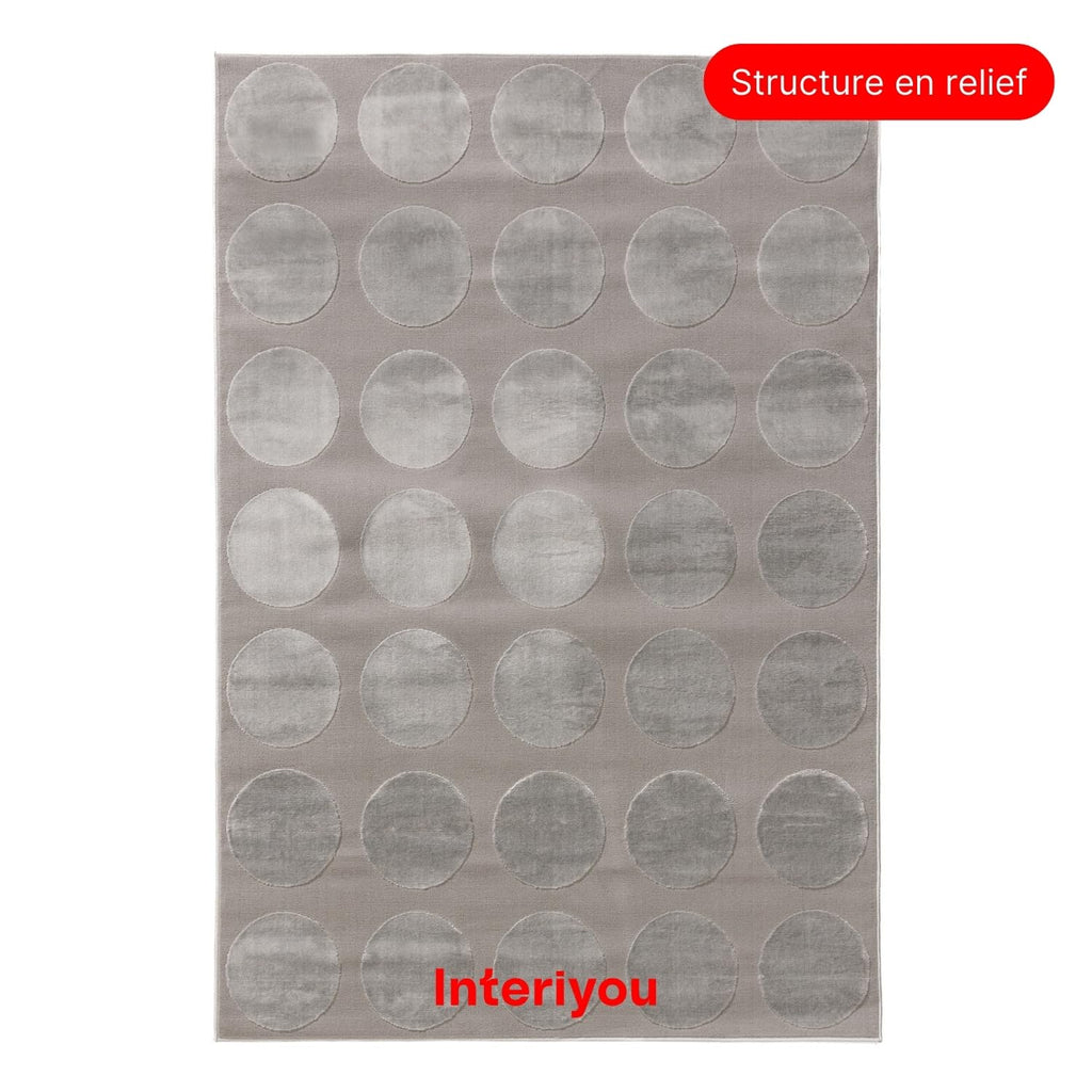 Interiyou Tapis Salon à Poils Courts Cannes - 120x170 Crème - Motif bohème scandinave avec Effet 3D - Plat et géométrique - Poil Ras pour Chambre, Couloir, Bureau