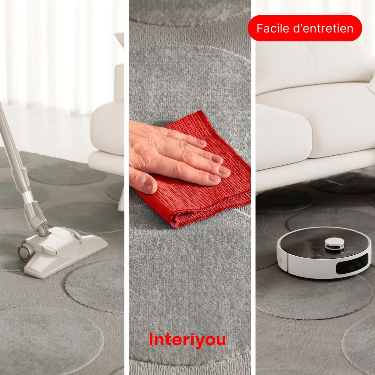 Interiyou Tapis Salon à Poils Courts Cannes - 120x170 Crème - Motif bohème scandinave avec Effet 3D - Plat et géométrique - Poil Ras pour Chambre, Couloir, Bureau