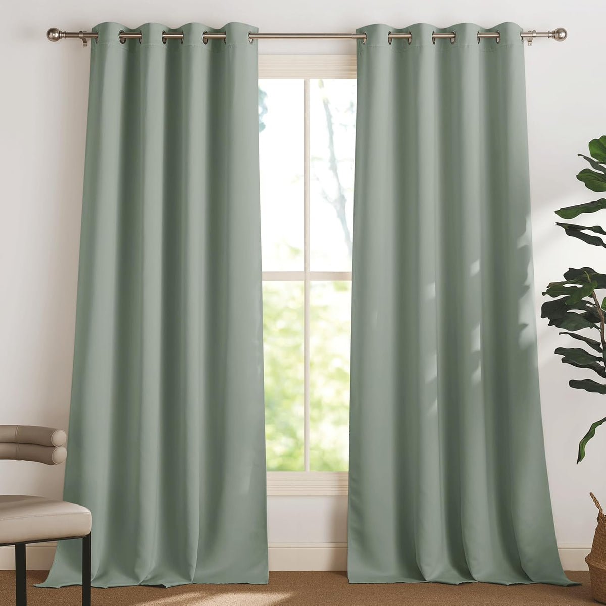 PONY DANCE Lot de 2 Rideau Occultant Thermique Isolant Anti Froid et Chaleur 140x240 (lxH) Tenture Opaque à Oeillets Isolation Lumiere Uv Decoration Chambre Maison Salon Intérieurs, Gris | 140x240 (lxH),Tenture Opaque à Oeillets, Isolation Lumiere anti Uv
