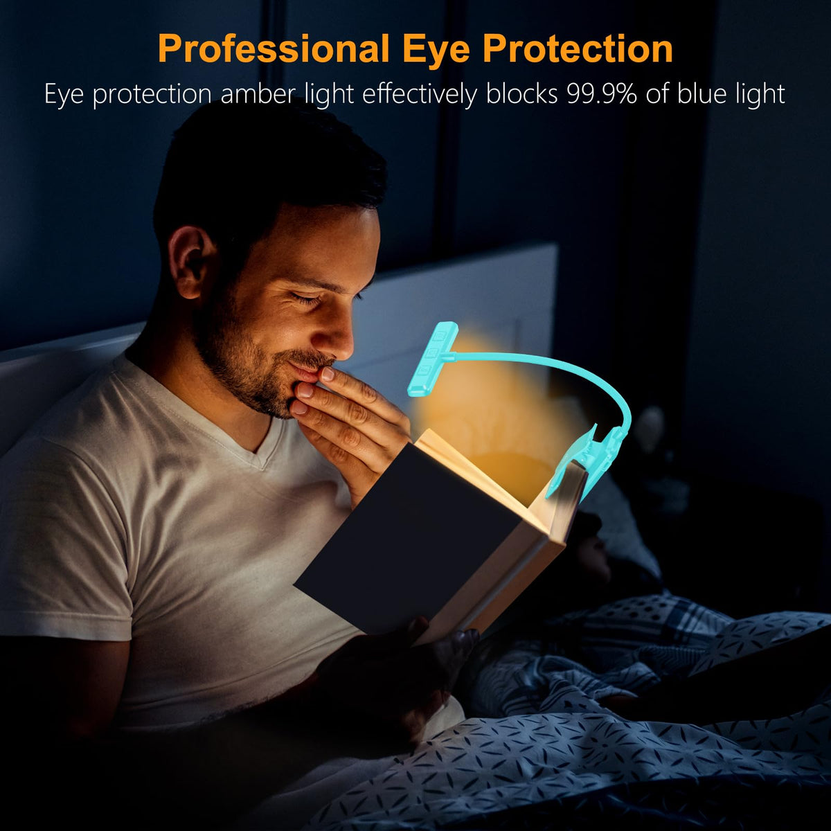 Gritin Lampe de Lecture 19LED Liseuse Clip Rechargeable Protection des Yeux | Gradation en Continu &3 Couleurs (Ambre/Blanc/Mixte), 360°Cou Flexible, Longue Durée, Légère&Portable pour Lire au Lit