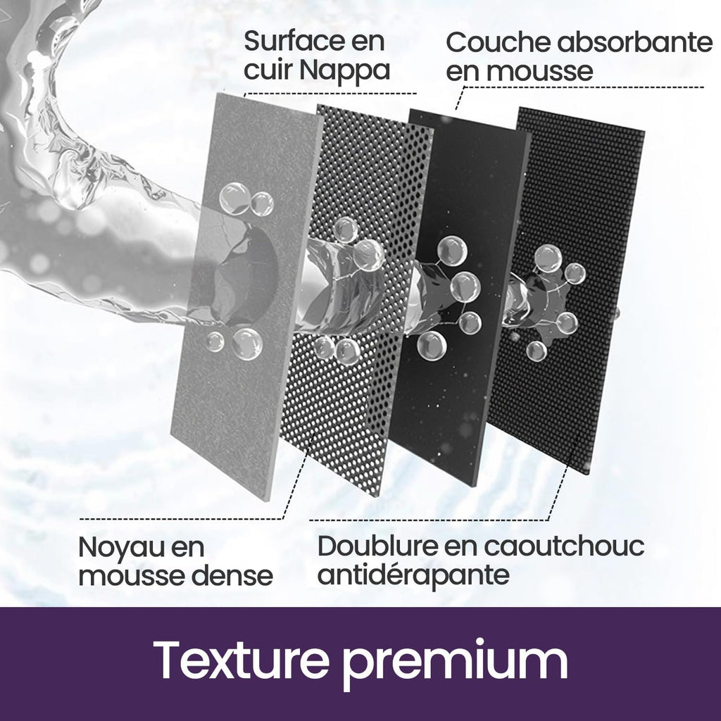 DEXI Tapis de Bain Antidérapant Ultra Mince 40x60cm Noir | Super Absorbant, Sèche Rapide, Motif Marbre Moderne, Facile à Nettoyer, pour Salle de Bain, Baignoire et Douche