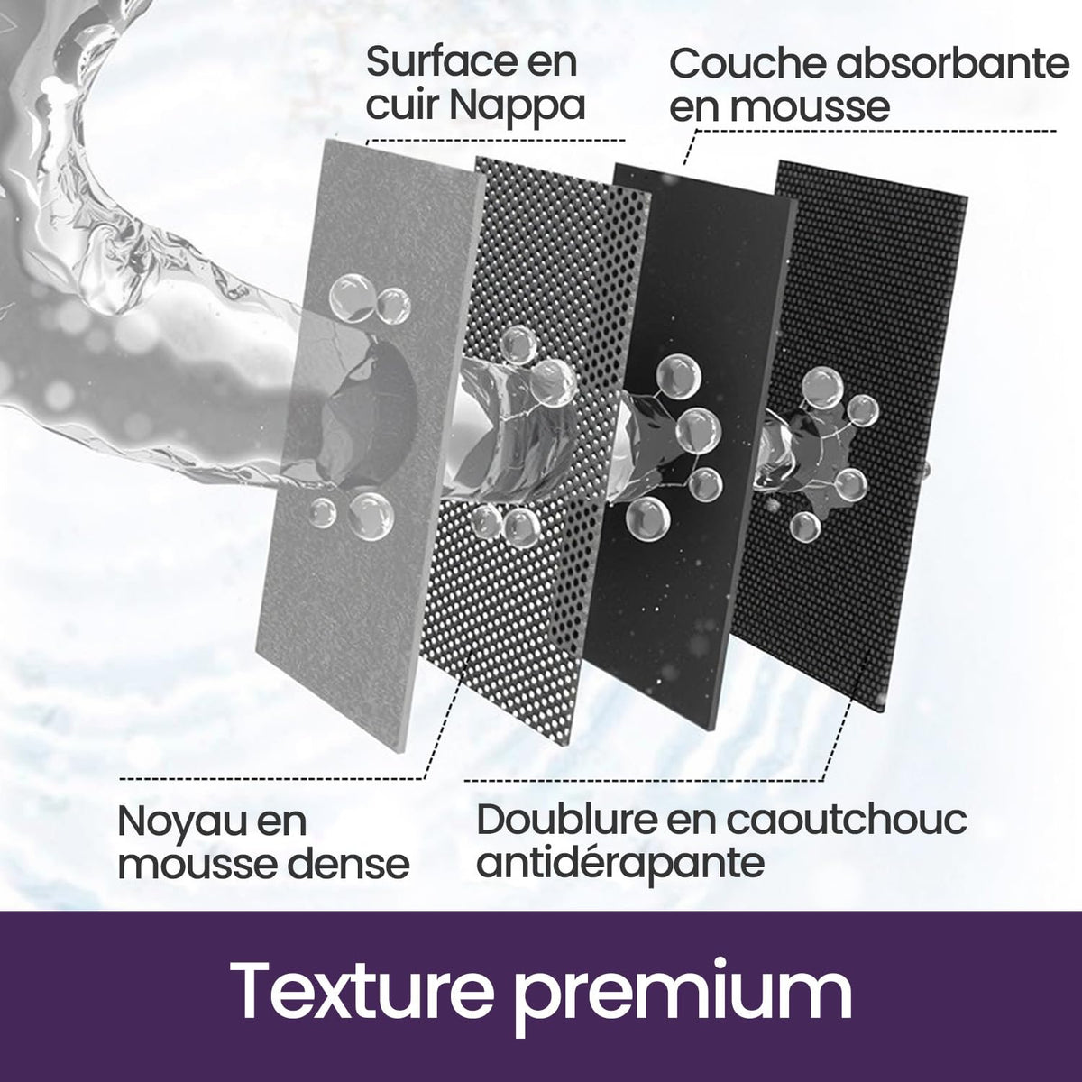 DEXI Tapis de Bain Antidérapant Ultra Mince 40x60cm Noir | Super Absorbant, Sèche Rapide, Motif Marbre Moderne, Facile à Nettoyer, pour Salle de Bain, Baignoire et Douche