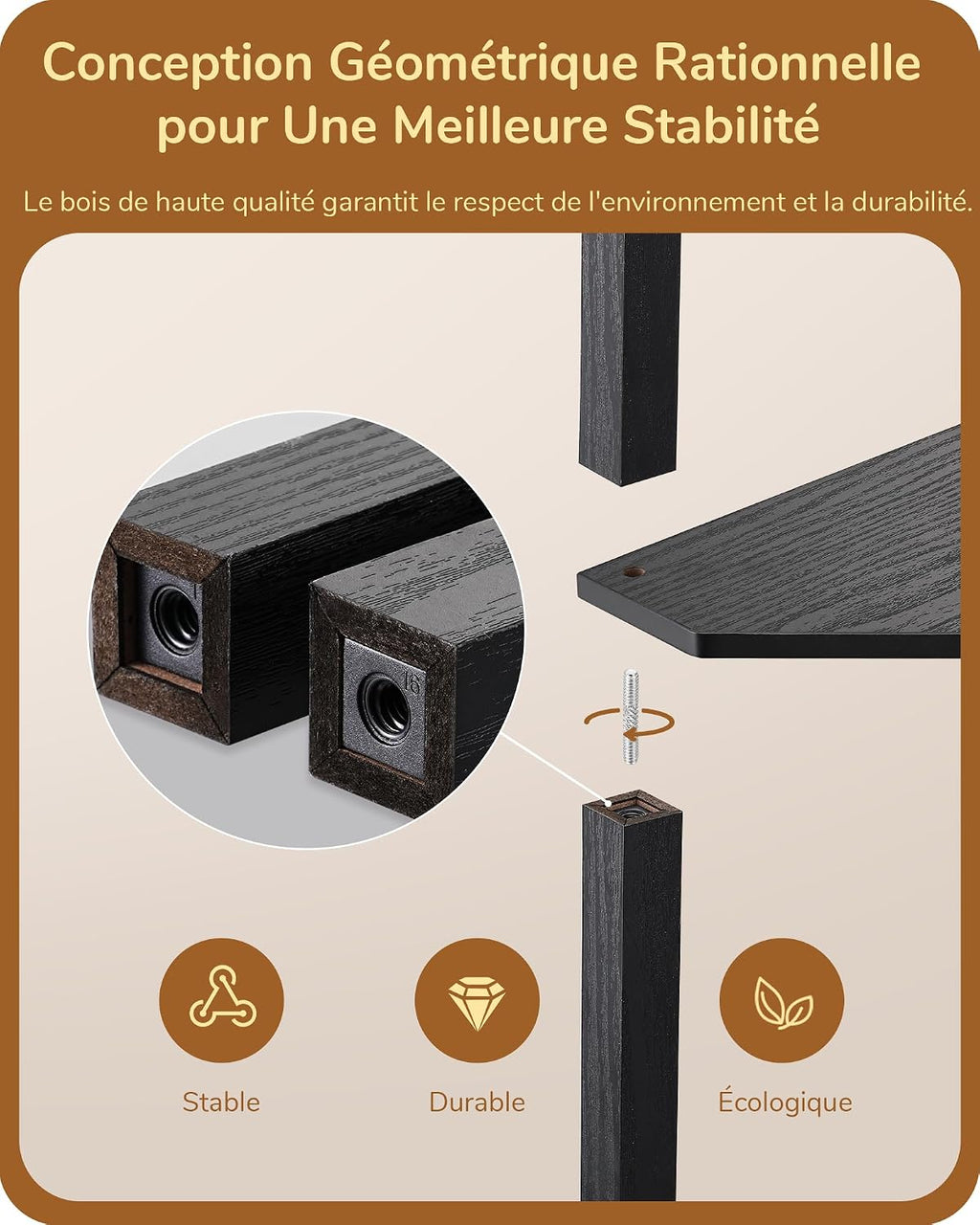 EDISHINE Lampadaire avec Étagère pour Salon, LED Dimmable, Noir | 3 Températures de Couleur, Lampadaire LED avec Tige Pivotante à 360°, Interrupteur au Pied, Étagère d’Angle Éclairée
