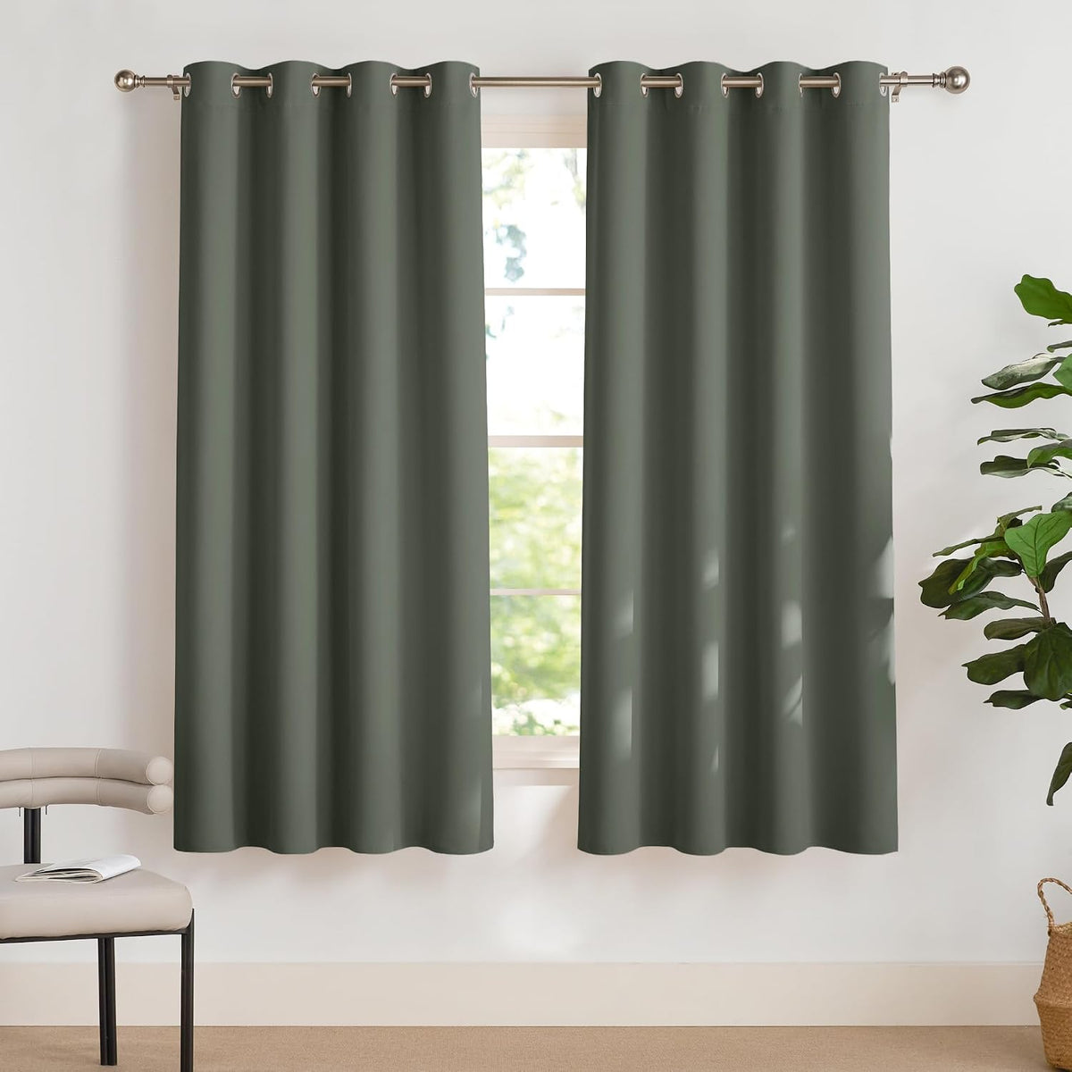 PONY DANCE Lot de 2 Rideau Occultant Thermique Isolant Anti Froid et Chaleur 140x240 (lxH) Tenture Opaque à Oeillets Isolation Lumiere Uv Decoration Chambre Maison Salon Intérieurs, Gris | 140x240 (lxH),Tenture Opaque à Oeillets, Isolation Lumiere anti Uv