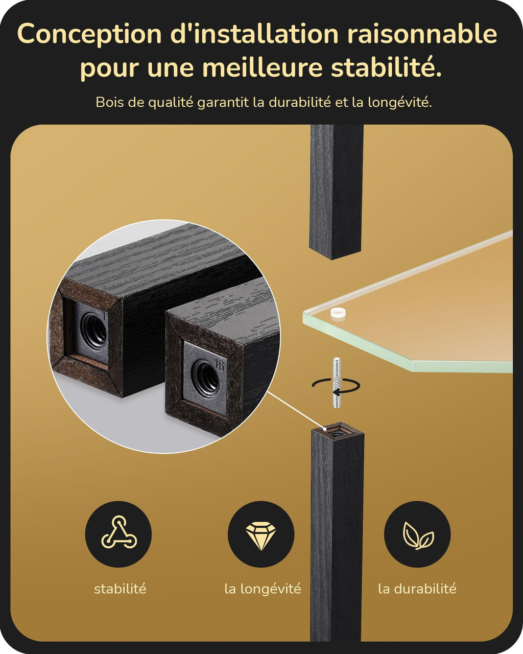 EDISHINE Lampadaire avec Étagère pour Salon, LED Dimmable, Noir | 3 Températures de Couleur, Lampadaire LED avec Tige Pivotante à 360°, Interrupteur au Pied, Étagère d’Angle Éclairée