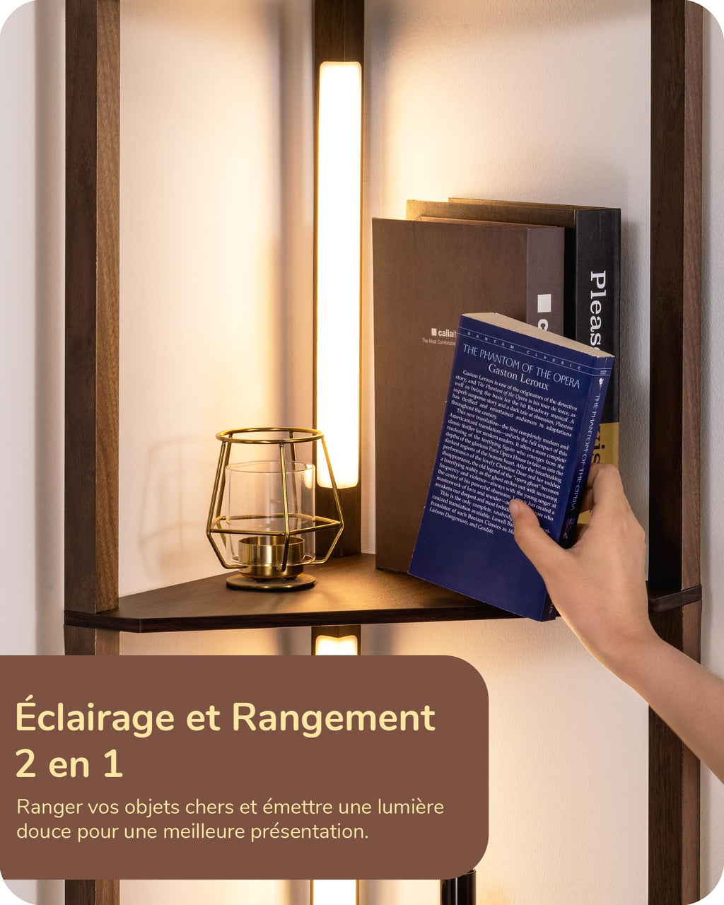 EDISHINE Lampadaire avec Étagère pour Salon, LED Dimmable, Noir | 3 Températures de Couleur, Lampadaire LED avec Tige Pivotante à 360°, Interrupteur au Pied, Étagère d’Angle Éclairée
