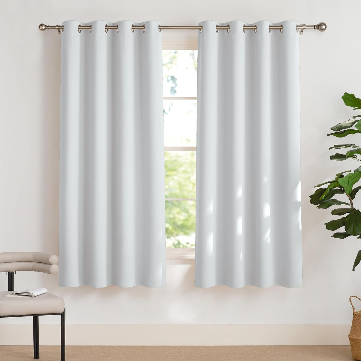 PONY DANCE Lot de 2 Rideau Occultant Thermique Isolant Anti Froid et Chaleur 140x240 (lxH) Tenture Opaque à Oeillets Isolation Lumiere Uv Decoration Chambre Maison Salon Intérieurs, Gris | 140x240 (lxH),Tenture Opaque à Oeillets, Isolation Lumiere anti Uv