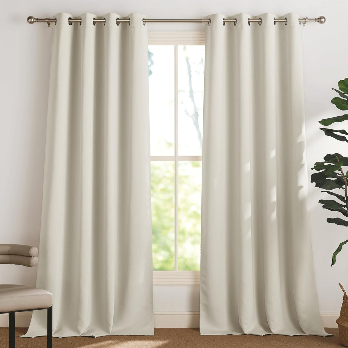 PONY DANCE Lot de 2 Rideau Occultant Thermique Isolant Anti Froid et Chaleur 140x240 (lxH) Tenture Opaque à Oeillets Isolation Lumiere Uv Decoration Chambre Maison Salon Intérieurs, Gris | 140x240 (lxH),Tenture Opaque à Oeillets, Isolation Lumiere anti Uv