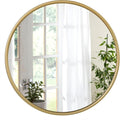 WOLTU Miroir Mural Rond, Miroir Salle de Bain, Ø50 cm, Doré | Cadre en Métal, Miroir Rond Décoratif pour Entrée, Chambre, Maquillage, Couloir, Moderne